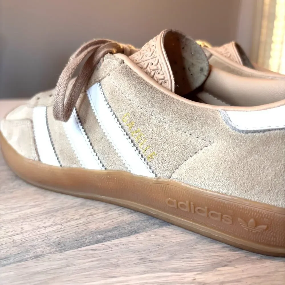 Adidas Gazelle Indoor Beige Gum Suede Sneakers Low Top Women's Shoes US Size 8